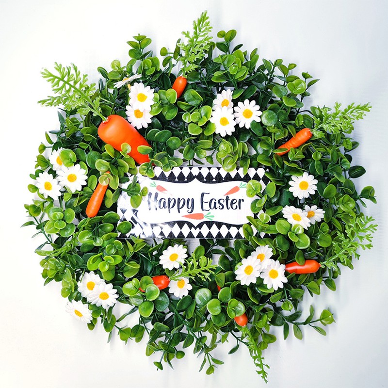Easter Carrot Wreath Daisy Eucalyptus Wreath Indoor Outdoor Happy Easter