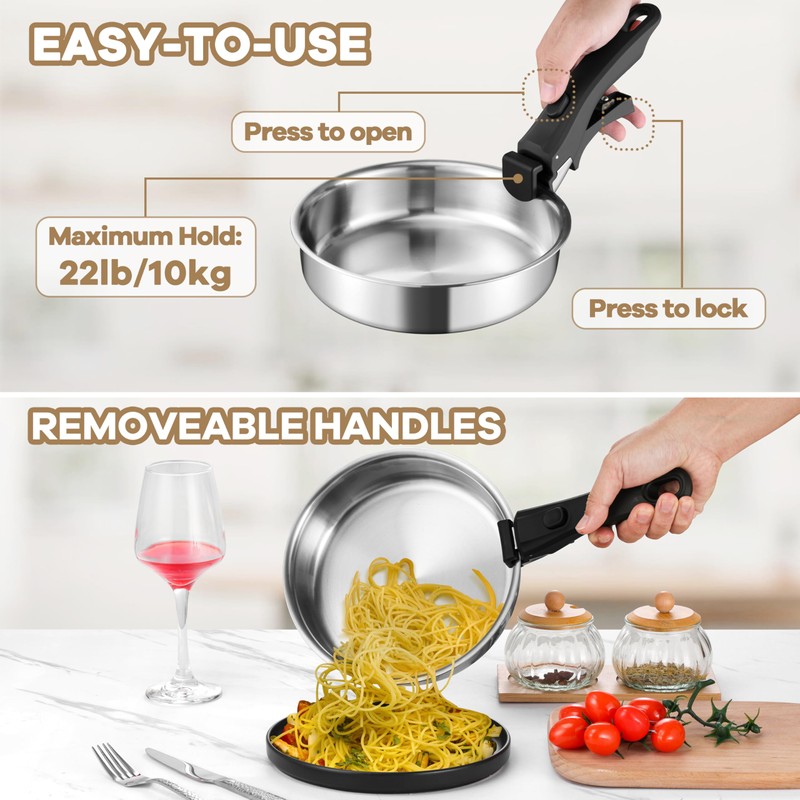 E-far 9pcs Stainless Steel Cookware Set, 3-Ply Pots and Pans