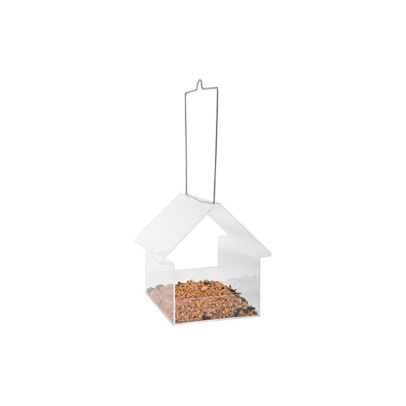 Fallen Fruits Ltd Acrylic Hanging Bird Table House Feeder, Clear