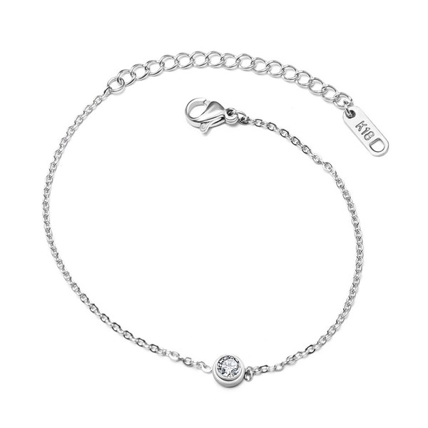 Lansora Cubic Zirconia Bracelet Gold Plated Titanium Steel Round CZ