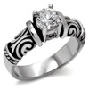 YourJewelleryBox Designer Solitaire Simulated Diamond Ring Stainless Steel Not Tarnish
