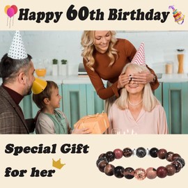 OAVOOK Birthday Gifts for Women 60th Birthday Gift Ideas Meaningful Bead Bracelet for Mom, Wife, Grandma, Friends, Sister