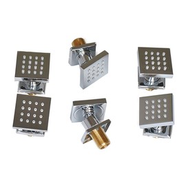 6 pcs Bathroom Water Saving Shower Square Solid Brass Body Sprays Massage with Chrome Finish Spa Jets Sets In Wall Shower Accessories