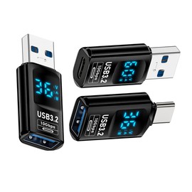 xiwai 3 Pieces/Lot Type C Adapter with Smart LED Digital Display 10Gbps USB-C to USB 3.2 Type-A PD 36W Fast Charging Monitoring Display Tester Detector