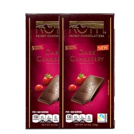 Roth Moser Cranberry German European Cacao Bar, Indivually Wrapped Dark Chocolate Squares, Low Carb Snack Snacking Keto Friendly Desert Food Sweets 2 Pack