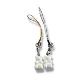 Decorative Bear Phone Charm Accessory, Cute Colours (White)