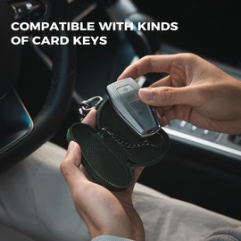 VULKIT Leather Car Key Case Universal Fitted for Car Keys with Lanyard Belt Loop Key Holder Wristlet Keychain for Men and Women