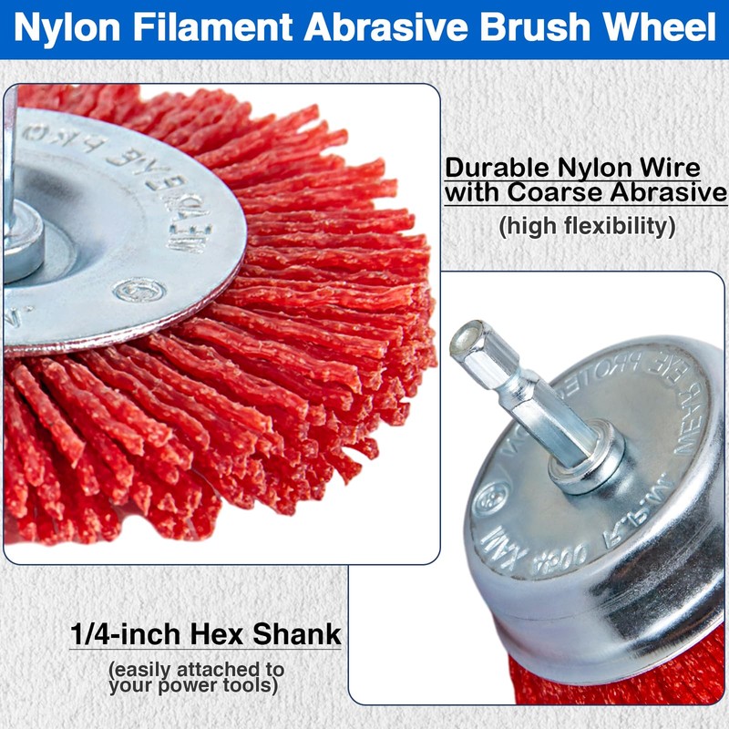 Ny lon Filament Brush - 9 Pack Abrasive Filament Nylon