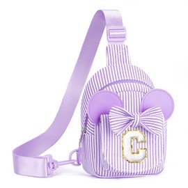 QLOVEA Gifts for Kids, Girls Birthday Gifts | Purple Crossbody Bags for Little Girl Kids Initial Cross Body Bag Small Sling Belt Bag Birthday Gift for Sister Daughter Granddaughter Gift (Purple C)