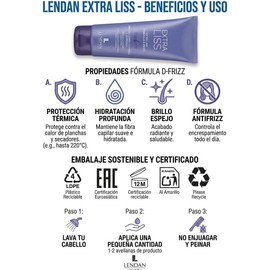 Lendan Crema Intensiva Leave-In, Fórmula D-Frizz Antifrizz, Protección Térmica, 150 ml
