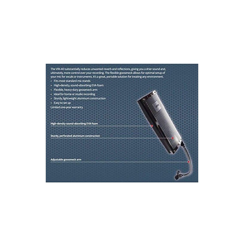 LyxPro Gooseneck Vocal Booth 40 Portable Acoustic Isolation Instrument Shield,