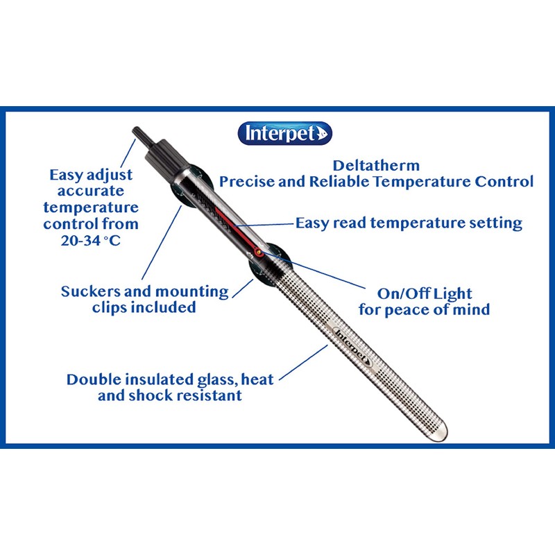 Interpet Deltatherm Aquarium Fish Tank Heater, adjustable, for Tropical and