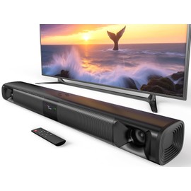 WebsLand Sound Bar for Smart TV, 80W Soundbar with Four Woofers, Dual Horn Tweeters, 2.0 Channel TV Speaker, 2 in 1 Detachable Design, BT/ARC/AUX/Optical Connection, Surround Sound System for TV