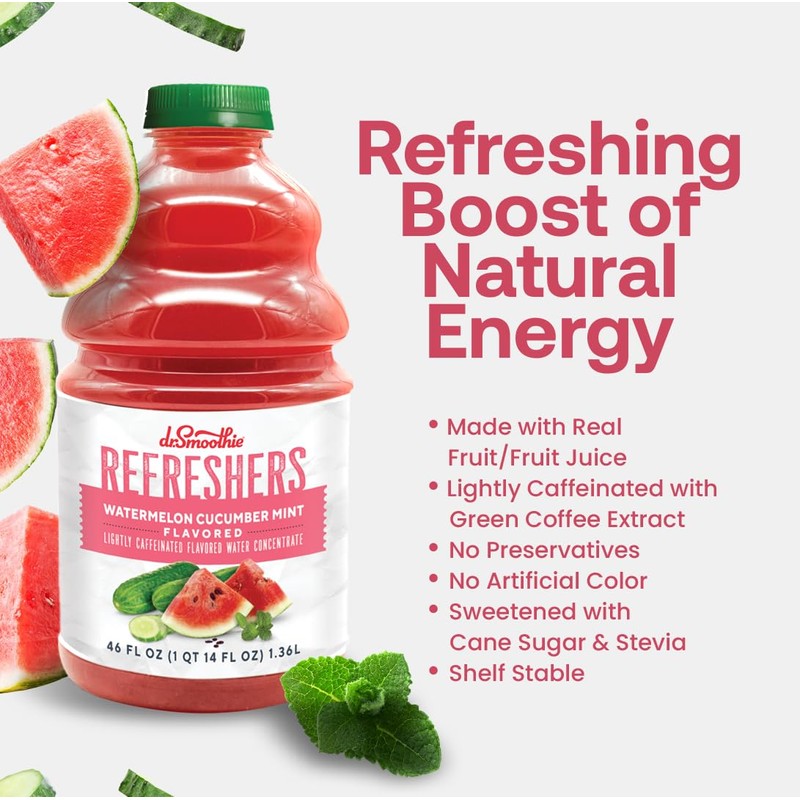 Dr. Smoothie Refreshers Watermelon Cucumber Mint – Made with Real