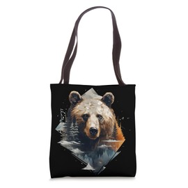 Bear Colorful Animal Art Wildlife Motif Artwork Portrait Tote Bag