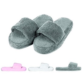 EUROPEAN SOFTEST Men's and Women's Cozy Memory Foam Soft Premium 100% Turkish Terry Cotton Cloth Open Toe Spa House Indoor Slippers