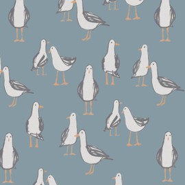 ZFENGYYUAN A flock of seagulls landed on the beach Cushion Cover 18" x 18" Decorative Scatter Pillow Case Duck Egg Blue Birds Nautical Seaside Marine Beach Design