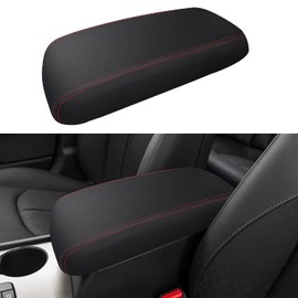 XYHGM Car Center Console Armrest Cover for Kia Optima 2016 2017 2018 2019 2020 Leather Anti-Scratch Central Arm Rest Box Lid Seat Cover Protector Cushion Saver Interior Accessories(Red Stitches)