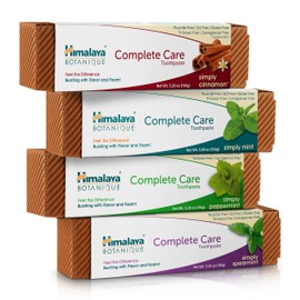 Himalaya Botanique Complete Care Toothpaste, Herbal, Variety Pack, Fights Plaque, Freshens Breath, Fluoride Free, No Artificial Flavors, SLS Free, Cruelty Free, Foaming, 5.29 Oz, 4 Pack