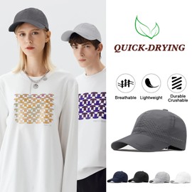 TAGVO Baseball Cap for Womens Mens, 2 Packs Ladies Foldable Baseball Caps, Sport Quick Dry Hat with Soft Brim Lightweight Breathable Running Caps Unisex