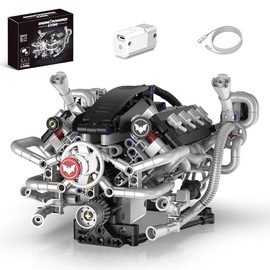 Mini V8 Engine Model Kit That Runs, 770PCS Motorized Building Set for Adults with Lights, STEM Construction Engineering Toy, DIY Project Gift for Men and Teens