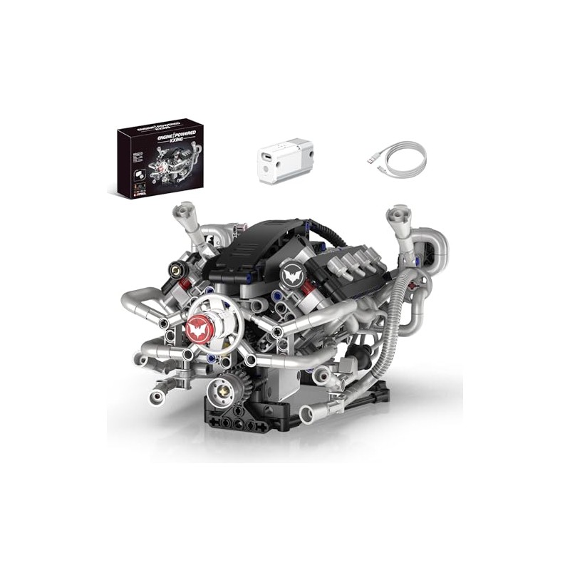 Mini V8 Engine Model Kit That Runs, 770PCS Motorized Building