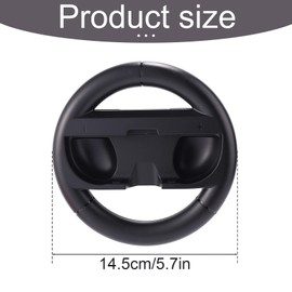 Lyreh Black Steering Wheel Handle for Switch 2, 5.7x5.7in Game Racing Steering Wheel Compatible with Switch 2 Controller