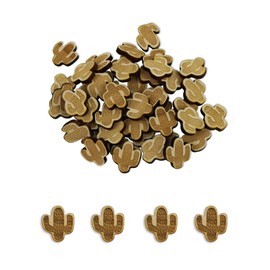 FashionJunkie4Life Wooden Cactus Confetti | 0.625” x 0.75” 100 Pieces for Table Scatter, Birthday Decorations, Wedding Decor, & Other Party Decorations