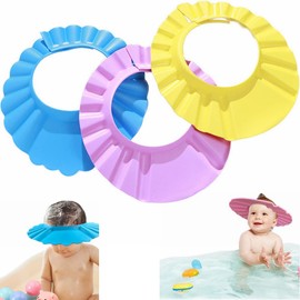 Kiwochy 3 Stück Duschhaube Kinder Duschen Baby Shampoo Kappe Haare Waschen Baby Sicherer Shampoo Cap Verstellbarer Silikon Shampoo Schutz Duschhaube Kinder für Kinder zum Schutz von Augen und Ohren