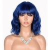 CoCrowns Short Wavy Wig with Air Bangs Shoulder Length Women's