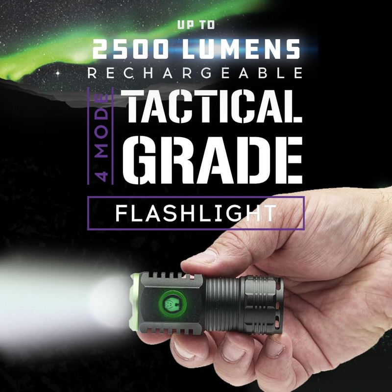 LitezAll 25966 Kodiak Komrade 2500 Lumen Compact Rechargeable Tactical Flashlight