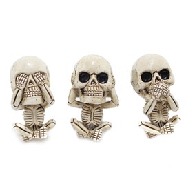 Lunali Skull Figure for Cars, Set of 3, Clip Type, Skull, Skull, Car/Air Conditioner Mounted, Interior Mascot