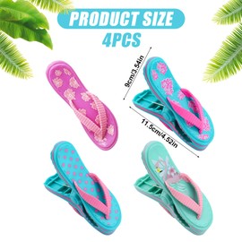 4 PCS Beach Towel Clips,Hawaii Chair Clothes Pegs for Sun Loungers,Large Laundry Novelty Clothes Pegs,Windproof Beach Pool Towel Clips for Sun Loungers,Holiday Party