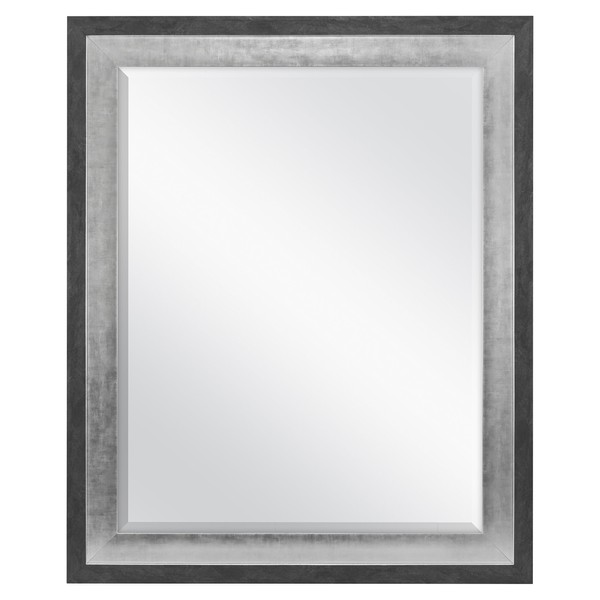 MCS 22x28 Inch Wall Mirror, 28x34 Inch Overall Size, Concrete with Silver Finish