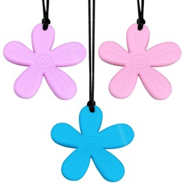 Collar masticable de silicona de flores de 3 Uds adecuado para niños sensoriales, para niños y niñas con autismo, TDAH, ansiedad o SPD masticar fidgeting para niños, niñas, adultos masticadores