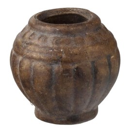 Melody Jane Dolls House Round Aged Pot Brown Patterned Vase Home Ornament Garden Accessory