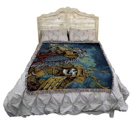 Pure Country Weavers The Way of The Warrior Skeleton Blanket by David Lozeau - Gift Fantasy Tapestry Throw Woven from Cotton - Made in The USA (72x54)