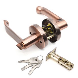Hardbase Metal Door Knob with Key Interior Bathroom Lever Handle Aluminum Alloy Main ET001-SB Gold (Gold)