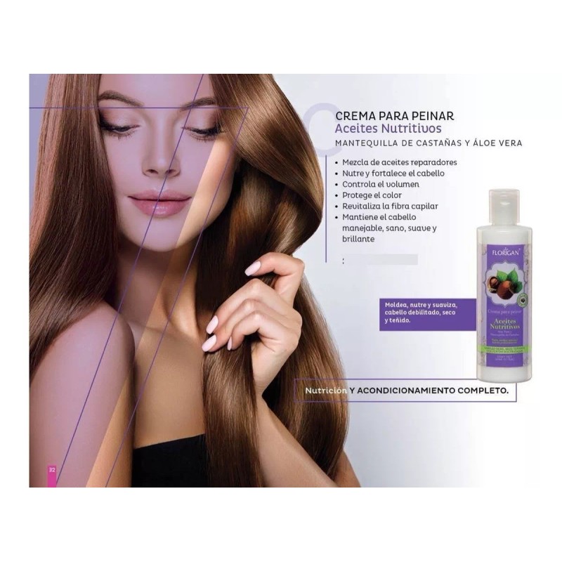 Florigan Crema Peinar Aceites De Castañas Y Áloe Vera 250ml.