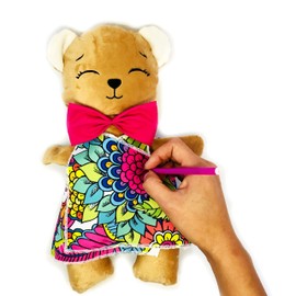 OSO DE PELUCHE didáctico y divertido con 3 vestidos mandala para colorear lavables y reutilizables incluye set de plumones Regalo inolvidable para niños y niñas creativos, juguete educativo