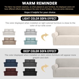 PrinceDeco Stretch Loveseat Sofa Cover Slipcover Couch Cover for 2 Cushion Sofa Washable Sofa Cover for Pets Friendly Furniture Protector Covers with Non Slip Bottom(Loveseat, Ivory)