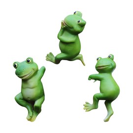 Garden Frog Statue Animal Statue Resin Climbing Frog Sculpture for Flowerpot Fence Decor