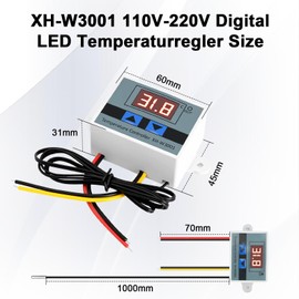 AYWHP XH-W3001 110V-220V Digital LED Temperature Controller, Digital Temperature Controller with NTC 10K Sensor, Adjustable Heating and Cooling Modes for Incubators, Greenhouses, Aquariums, Pack of 2