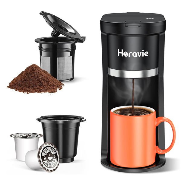 Horavie Small Single Serve Coffee Maker, Fast Brew One Cup
