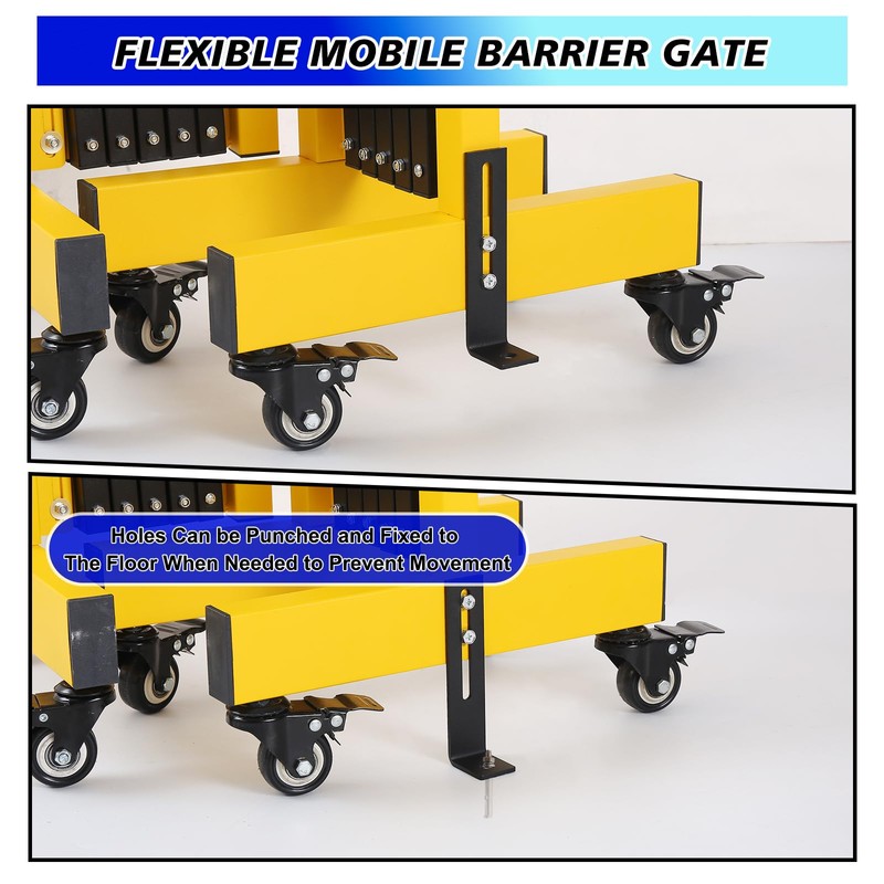 JTZFD 12.2FT Industrial Metal Expandable Barricade，Retractable Traffic Fence with Casters,