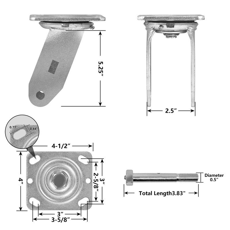 LONGRUNFORU 6" X 2" Swivel Caster Yoke, Zinc Plated Steel