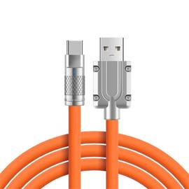 cablecc Type A USB-A to USB-C Liquid Silicone Ultra Soft 120W Power USB2.0 Data Orange Cable Fast Charge for Laptop Tablet Phone 100CM