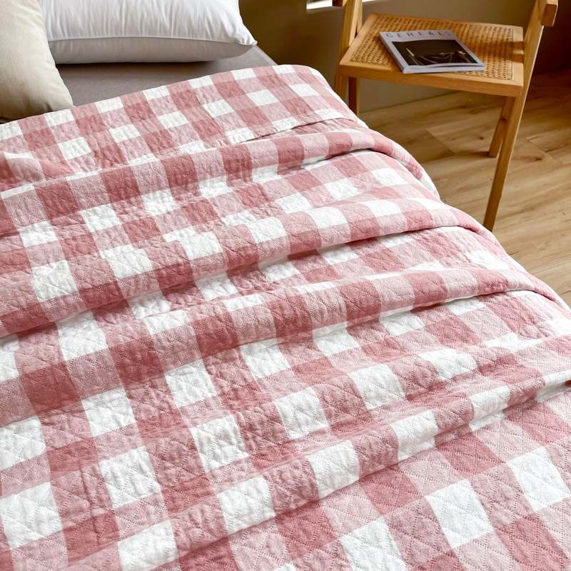 youlanhome Cotton Throw Blanket - 60"x80" Plaid Checkered Pattern, Soft