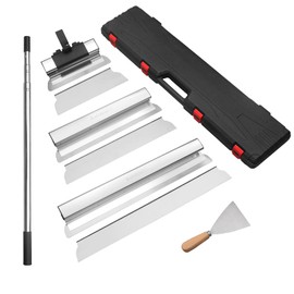 BAOJIAFU Drywall Skimming Blade Set 12", 22" & 32" Drywall Tools with 35"- 81" Stainless Steel Extended Handle Ergonomic Aluminum Grip Extruded Aluminum blade 0.35mm blade×3+0.5mm replacement blade×3
