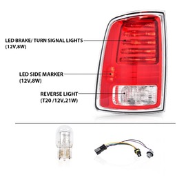 CROSSDESIGN LED Tail Light w/bulbs Left Driver Side Chrome Compatible with Dodge Ram 1500 2013-2018/Fit Dodge Ram 2500 3500 2014-2018/Fit 1500 Classic 2019-2022